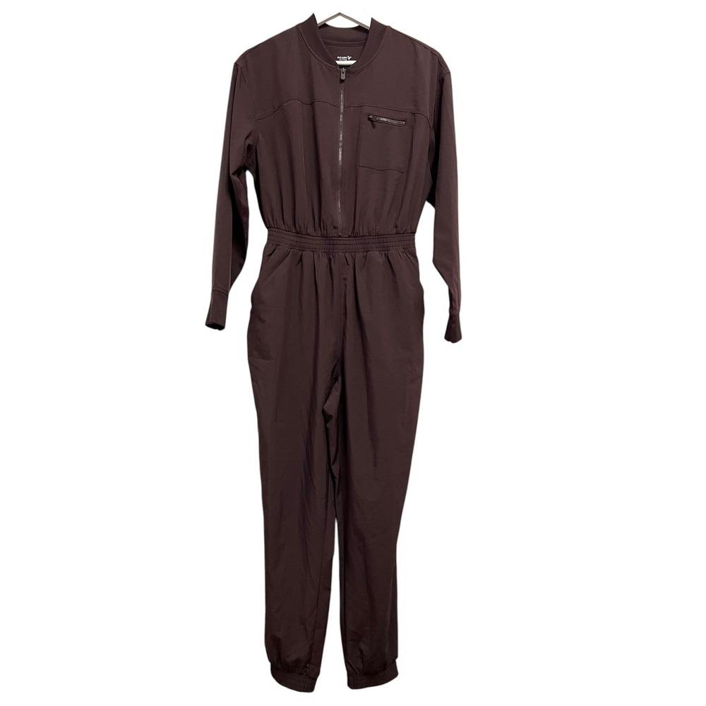 Old Navy Active Jumpsuit Womens XS Brown StretchTech Zip Front Jogger Utility